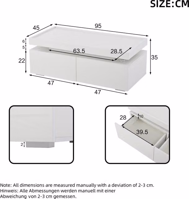 Mobile TV con Cassetti e Luci LED ¨C Minimal ¨C Bianco Lucido, per TV 75 Pollici