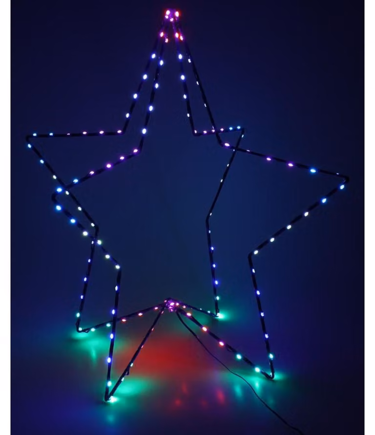 Stella decorativa da appoggio 3D con 120 LED RGB, 80 cm