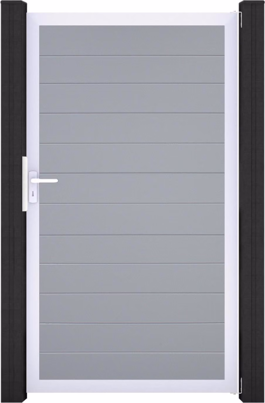 GroJa BasicLine Sistema a innesto in PVC stretto universale a un'anta con telaio in alluminio grigio argento