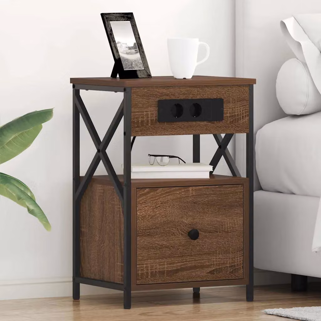 Armadio da notte vidaXL in stile rustico marrone L: 40 cm, P: 31 cm, H: 60 cm