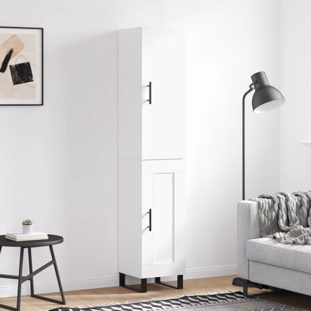 Credenza moderna vidaXL bianca con ante a battente in legno e metallo L/P/H: 34,5 x 34 x 180 cm