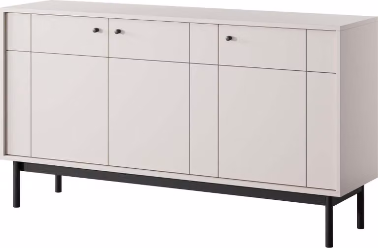 FURNLUX Credenza Japandi Beige Und Black 154cm / Hauptfarbe: Beige / Dimensioni: 154 x 39 x 84 cm