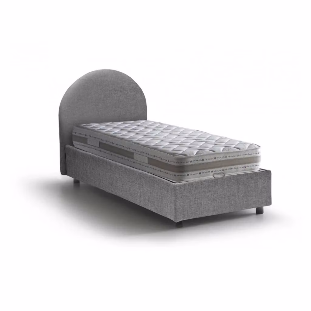 Letto singolo contenitore Egle Talamo Italia con materasso incluso, rivestimento in tessuto, Grigio, 80x190 cm – 2
