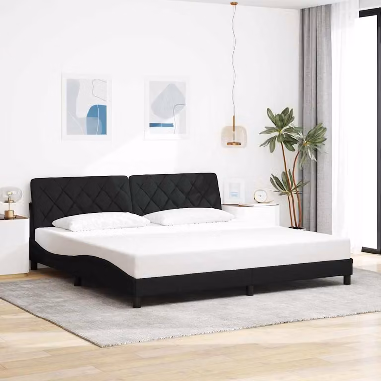vidaXL Giroletto senza Materasso Nero in Tessuto L/P/H: 200 x 140 x 218 cm