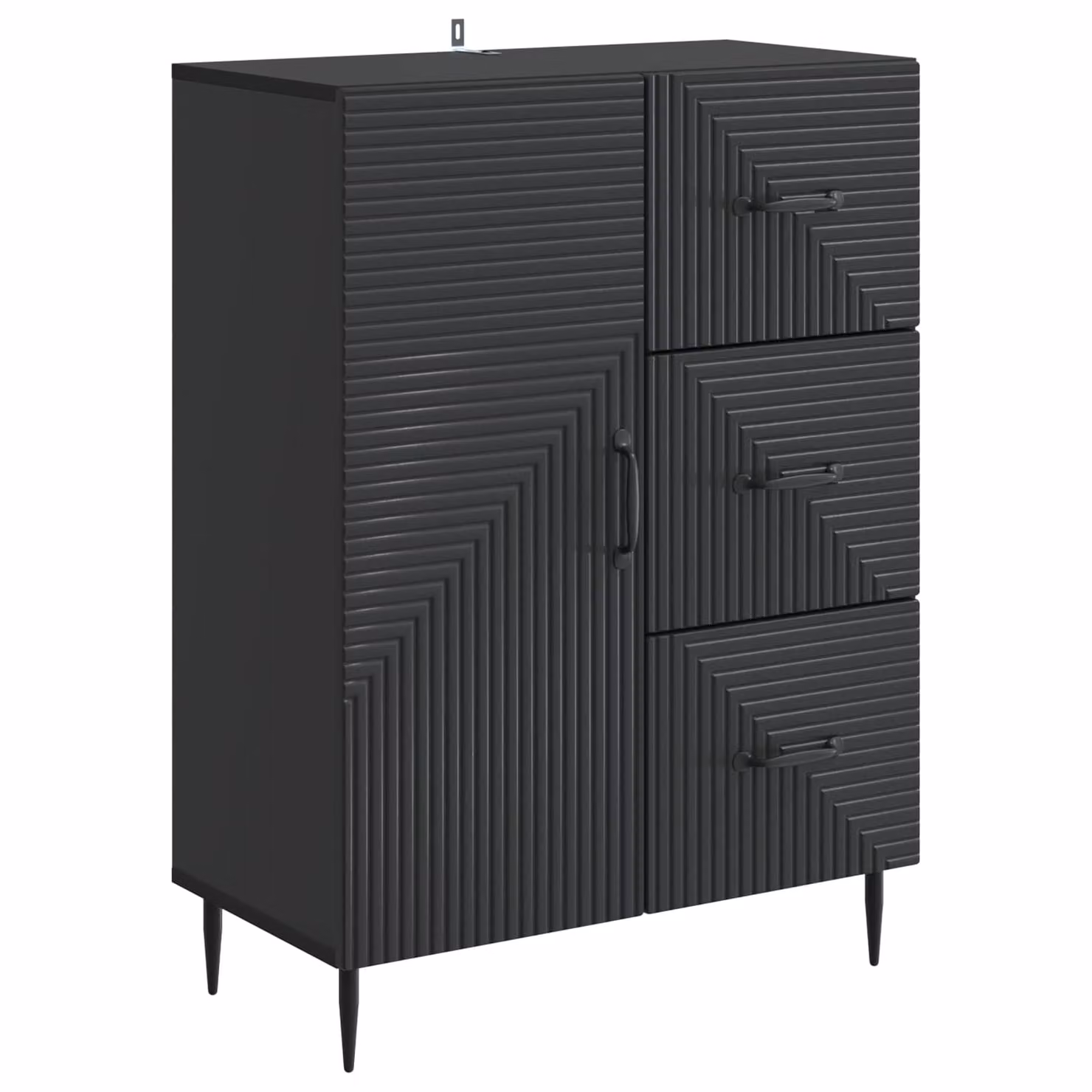 Credenza moderna vidaXL in legno ingegnerizzato e metallo, colore nero, L 66 x P 34,5 x H 89,5 cm