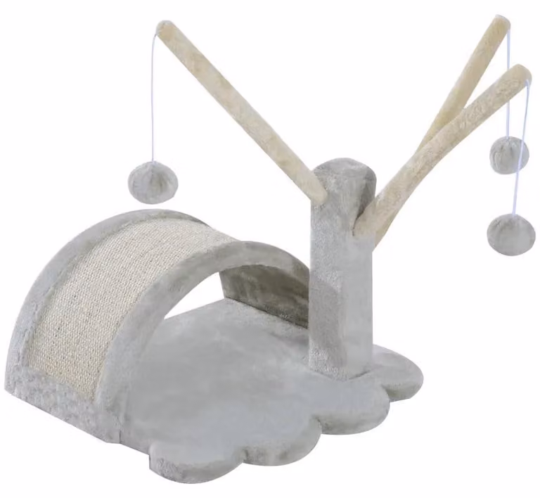 Albero per gatti con ponte in sisal e palline giocattolo | Colore: Grigio chiaro | Dimensioni: 38x38x40 cm