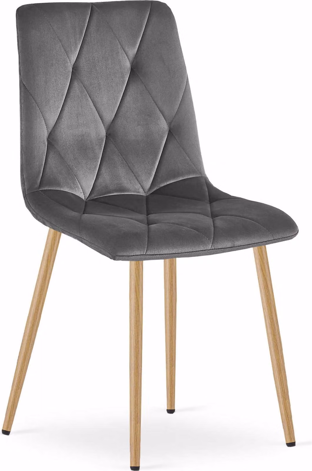 Sedia LIBRA Valora con velluto grigio scuro e gambe in legno x1 | Elegante sedia grigia con tonalità di legno naturale
