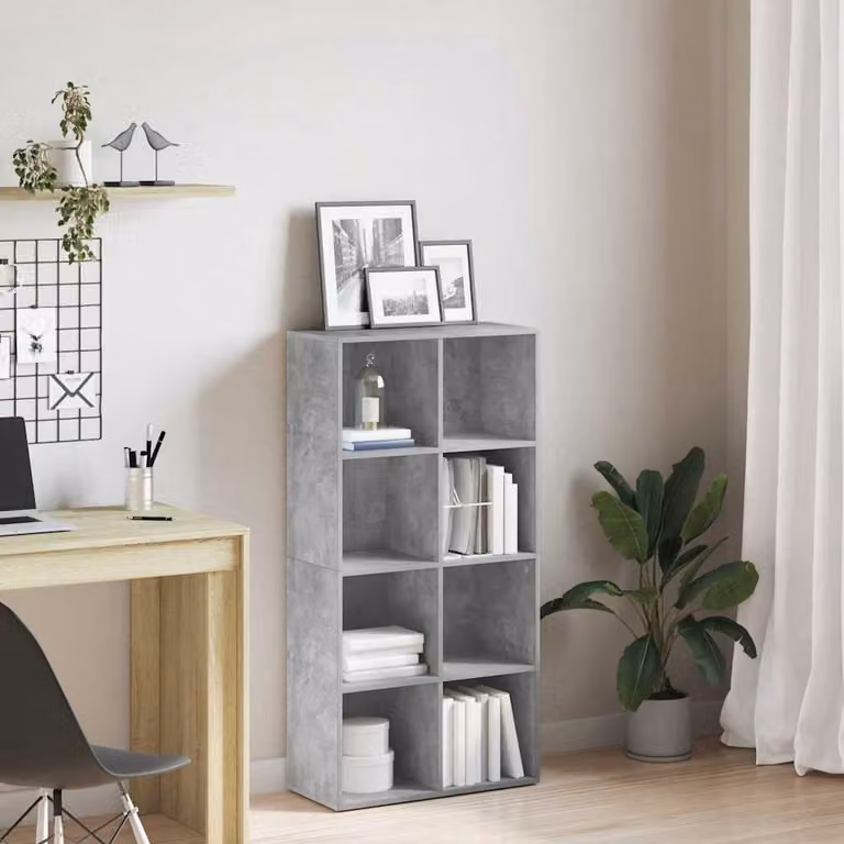Libreria/Credenza vidaXL in Legno Multistrato e MDF, Grigio, L: 66 cm, P: 30 cm, H: 130 cm