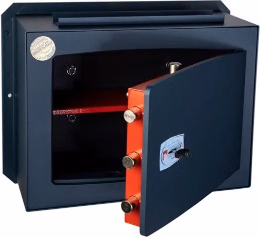 Cassaforte a muro Technomax BGK/5 in acciaio nero con box a chiave porta 10 mm, L/P/H: 46,0 x 34,0 x 19,7 cm