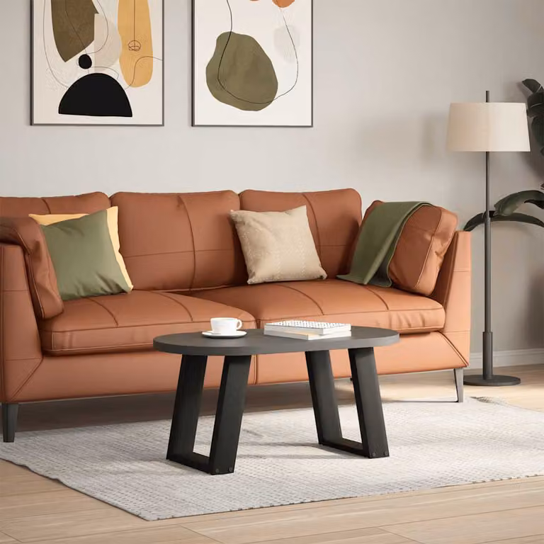 vidaXL Gambe per Tavolino da Caffè a Forma di U 2 pz Nere 38x(42-43)cm