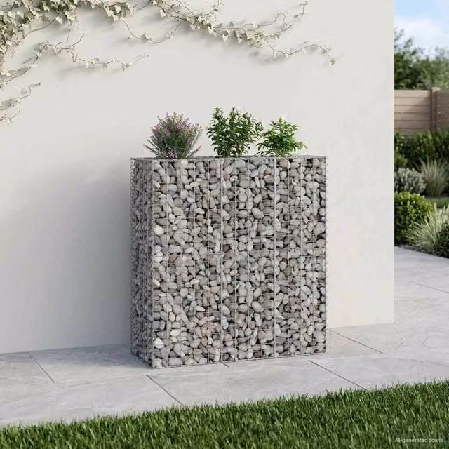 Set di 2 letti rialzati in gabbione Videx in acciaio zincato colore argento e grigio, L/P/H: 130 x 50 x 150 cm