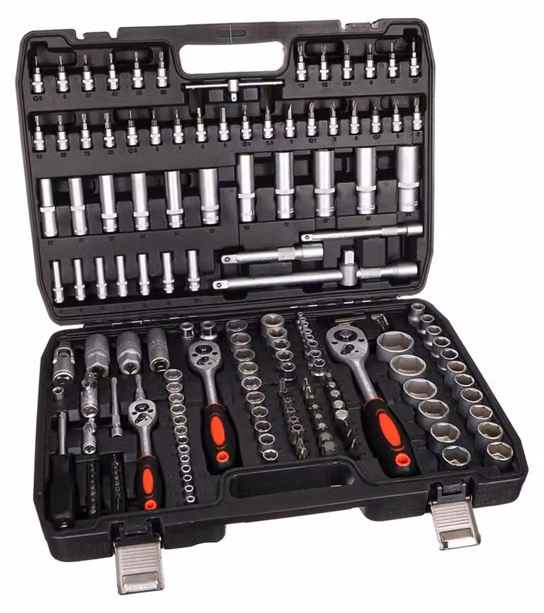 Set di chiavi a bussola, meccanismo a cricchetto a 24 denti, set di utensili completo, 172 pezzi