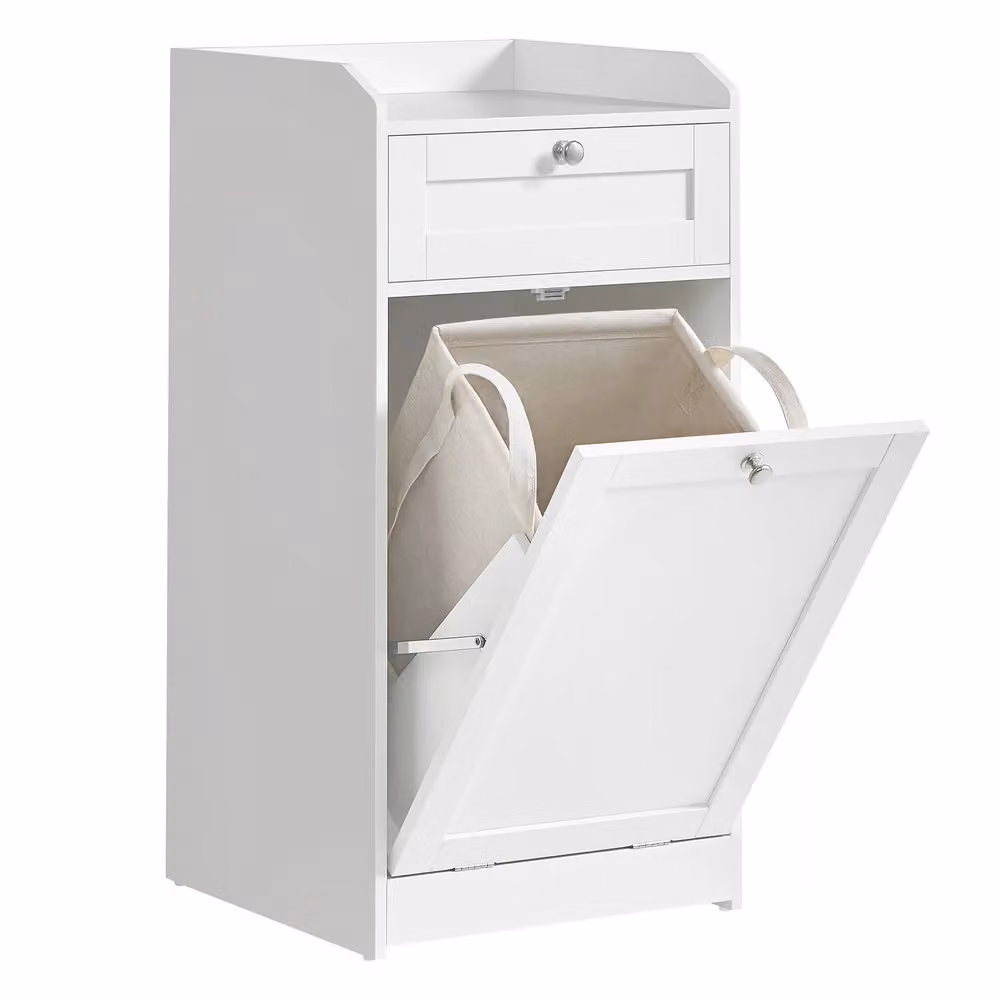 Mobile Portabiancheria per Bagno con Cassetto e Sacco Rimovibile, 40l cm