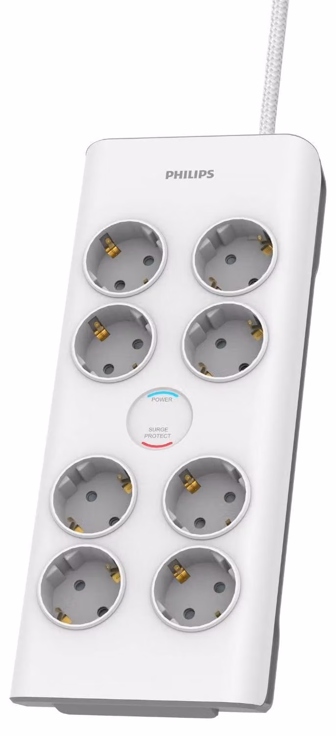 Ciabatta multipresa Philips SPN7080WA/10 con 8 prese, protezione da sovraccarico e potenza massima di 3.680 W