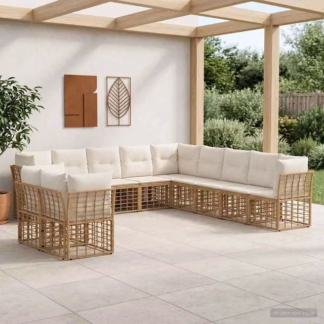Set di divani da esterno Naturale Poliestere 3437508