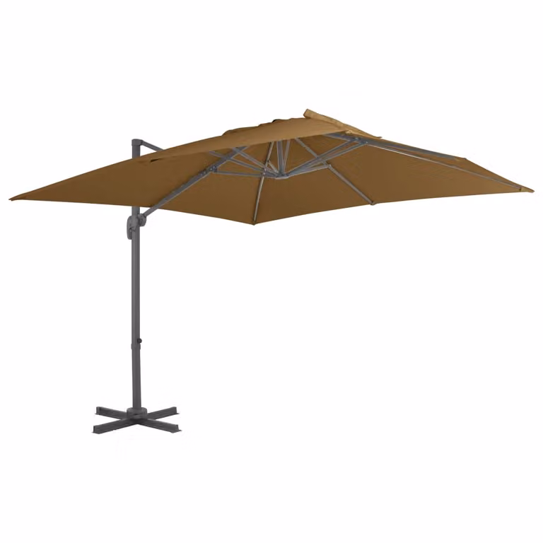 vidaXL Ombrellone con supporto portatile Taupe