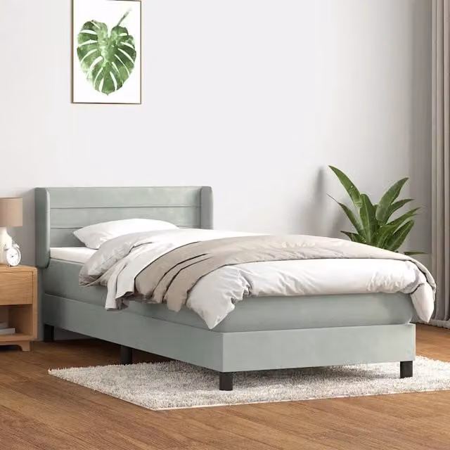 Giroletto a Molle con Materasso-Struttura Letto Grigio Chiaro 80x220 cm Velluto 622907