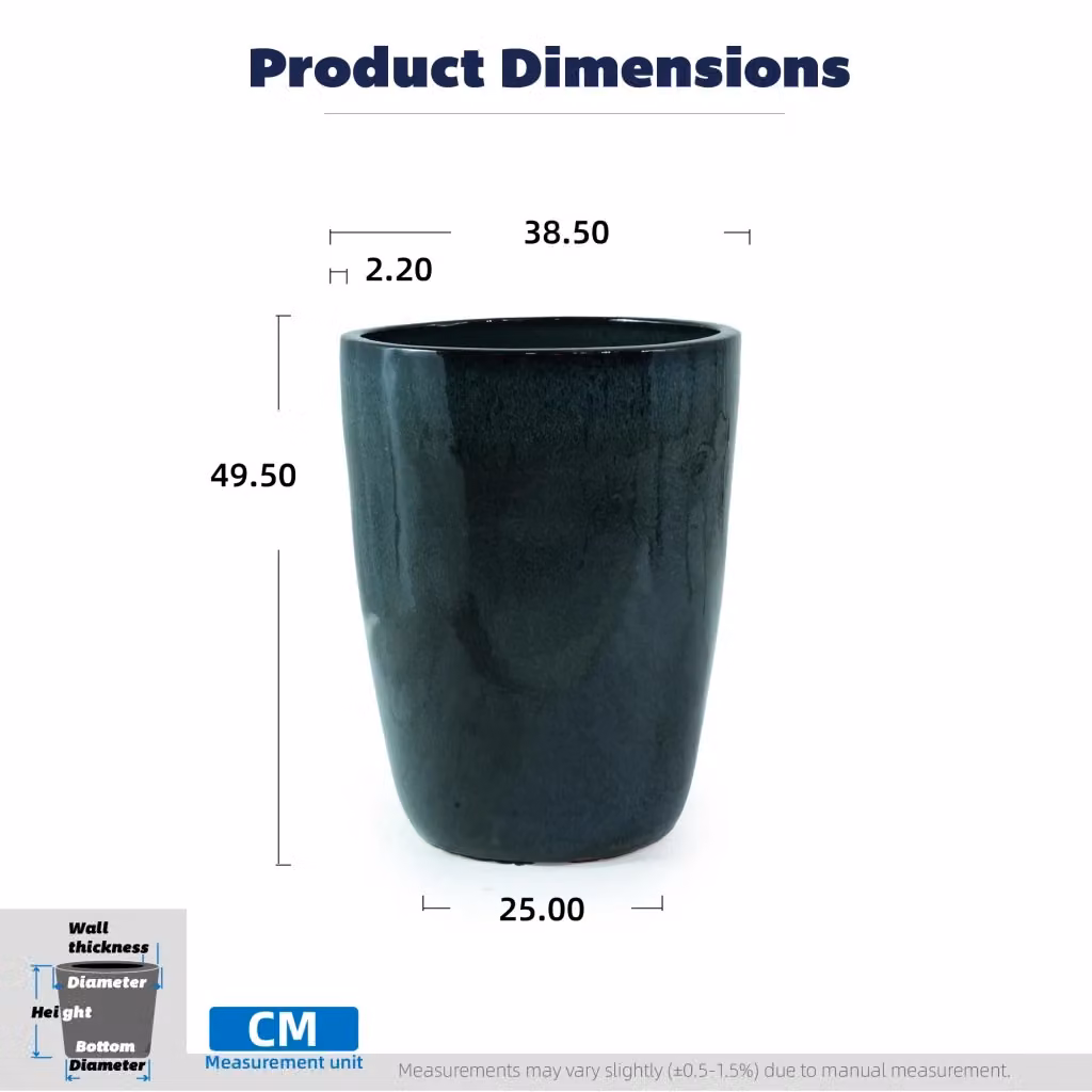 Vaso da fiori in ceramica REDOM verde, forma rotonda, Ø 38,5 x H 49,5 cm – 2