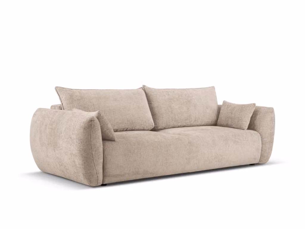 Divano convertibile con contenitore Matera di Cosmopolitan Design, 3 posti in ciniglia beige – 2
