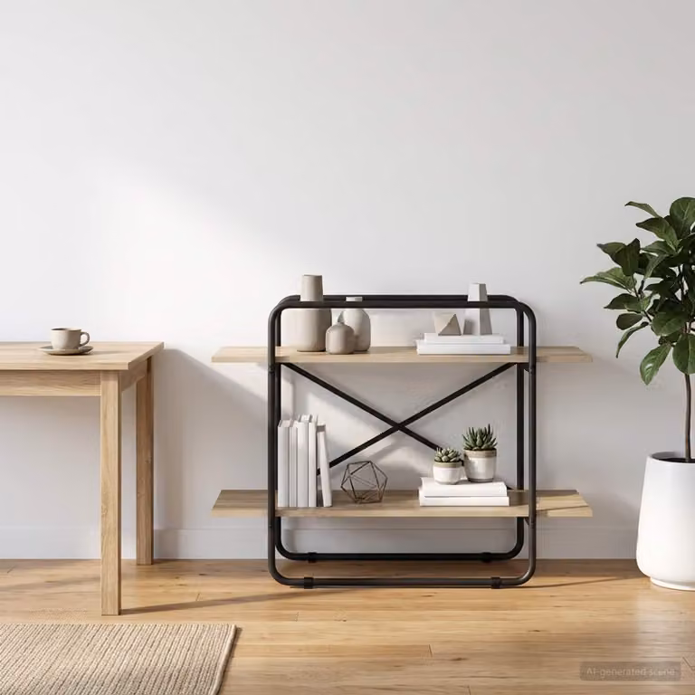 Libreria vidaXL a 2 livelli in stile industriale, colore marrone, L 100 cm x P 35 cm x H 70 cm