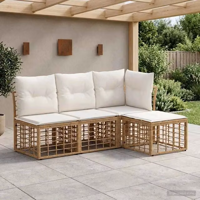 Set di divani da esterno Naturale Poliestere 3437448