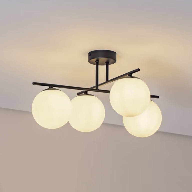 Plafoniera soffitto Aurora Domiluce, dimmerabile, Nero, Soggiorno / Sala da pranzo, Vetro, Plafoniera