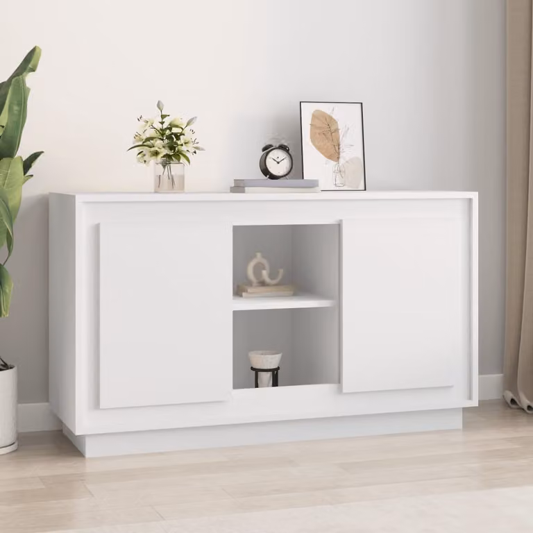 Credenza bianca vidaXL in legno multistrato e MDF, L 102 cm x P 35 cm x H 60 cm