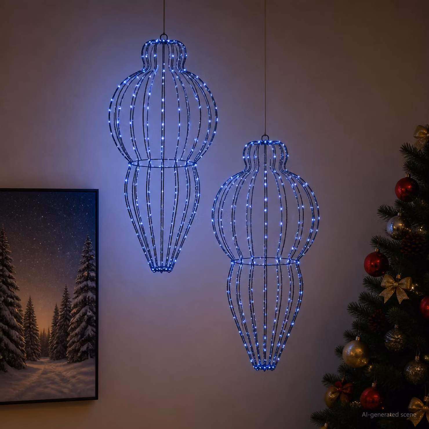 vidaXL Luce a punta di Natale 2 pz 640 LED Blu Ø 40 x 75 cm