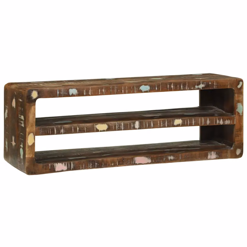 Mobile TV vidaXL in legno massello di recupero, marrone multicolore, L 100 x P 32 x H 36 cm