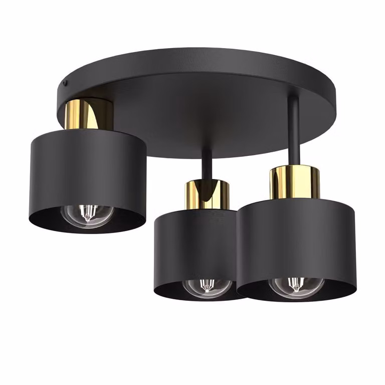 Lampada a sospensione Parkla nero opaco-oro lucido 3xE27x15W metallo dim.: 22,5x36x36 cm IP20 Luminex