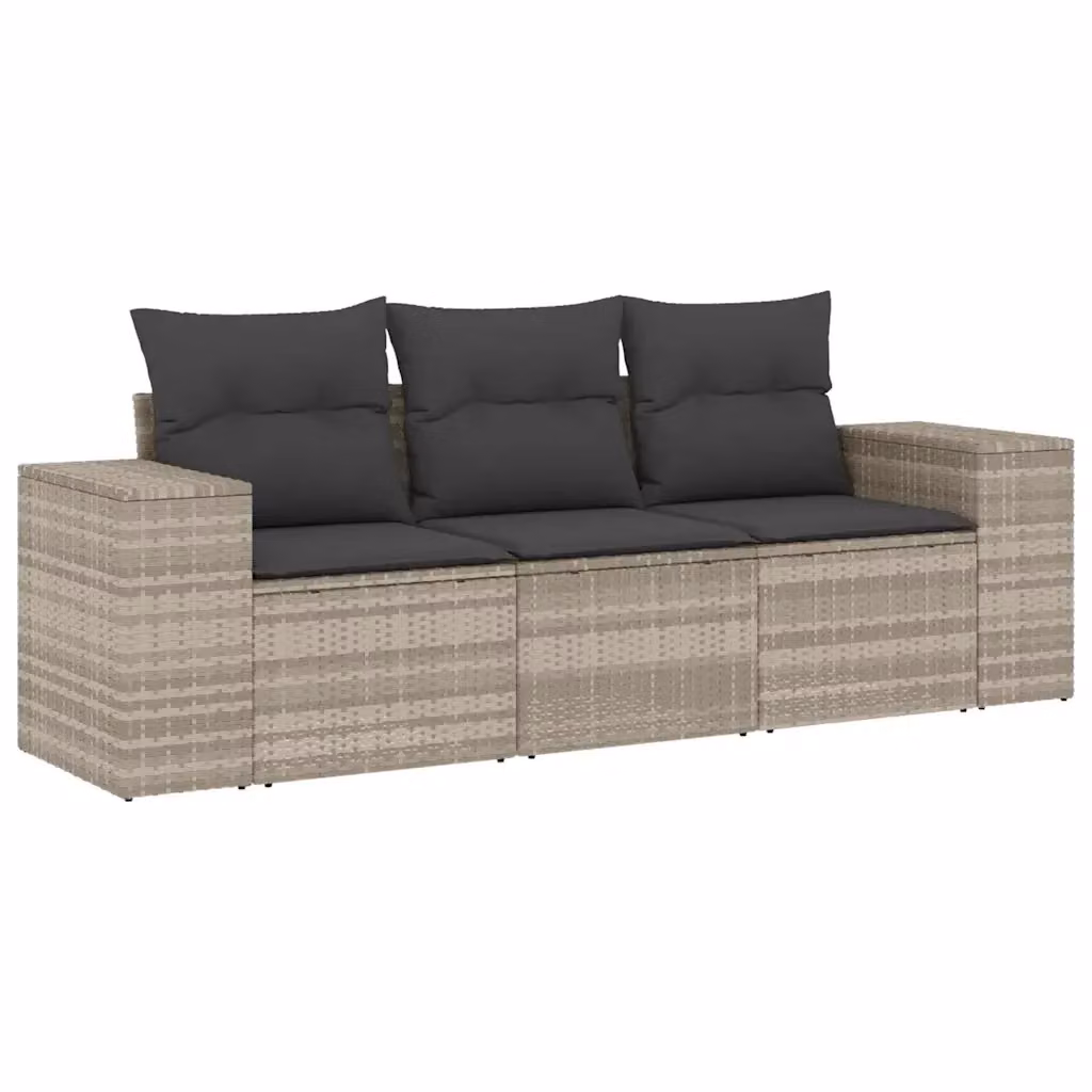 Set Divano da Giardino vidaXL 3 Pezzi con Cuscini Grigio Moderno in Polyrattan e Acciaio – 2