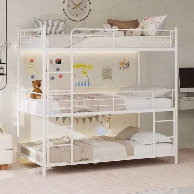 Letto a Castello Triplo con Scala e Ringhiera ¨C Xylo ¨C Legno, per Bambini e Adulti