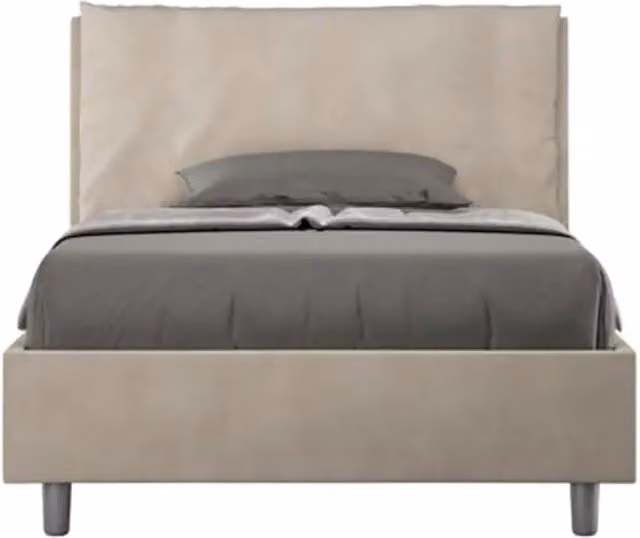 Letto una piazza e mezza senza rete imbottito 120x200 microfibra sabbia Antea Large