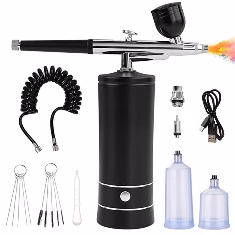Kit per aerografo con compressore, set per aerografo ad alta pressione, ricaricabile e wireless, ideale per la nail art
