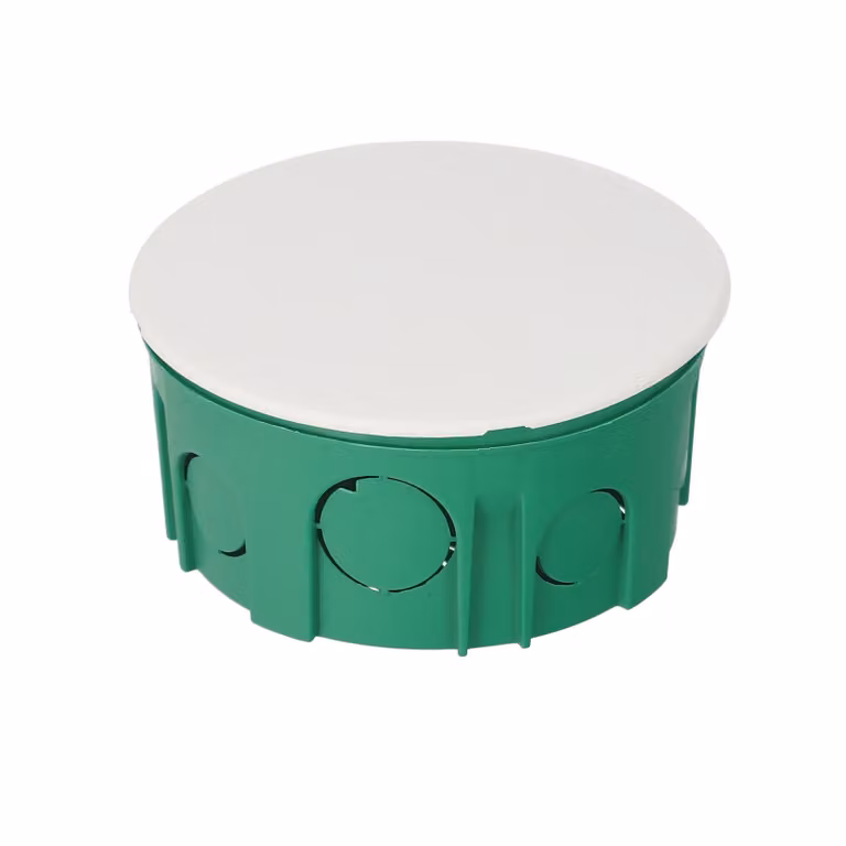 10x scatola da incasso Ø100 mm piatta con coperchio, senza viti, scatola verde, coperchio bianco EDO777899 EDO Technic