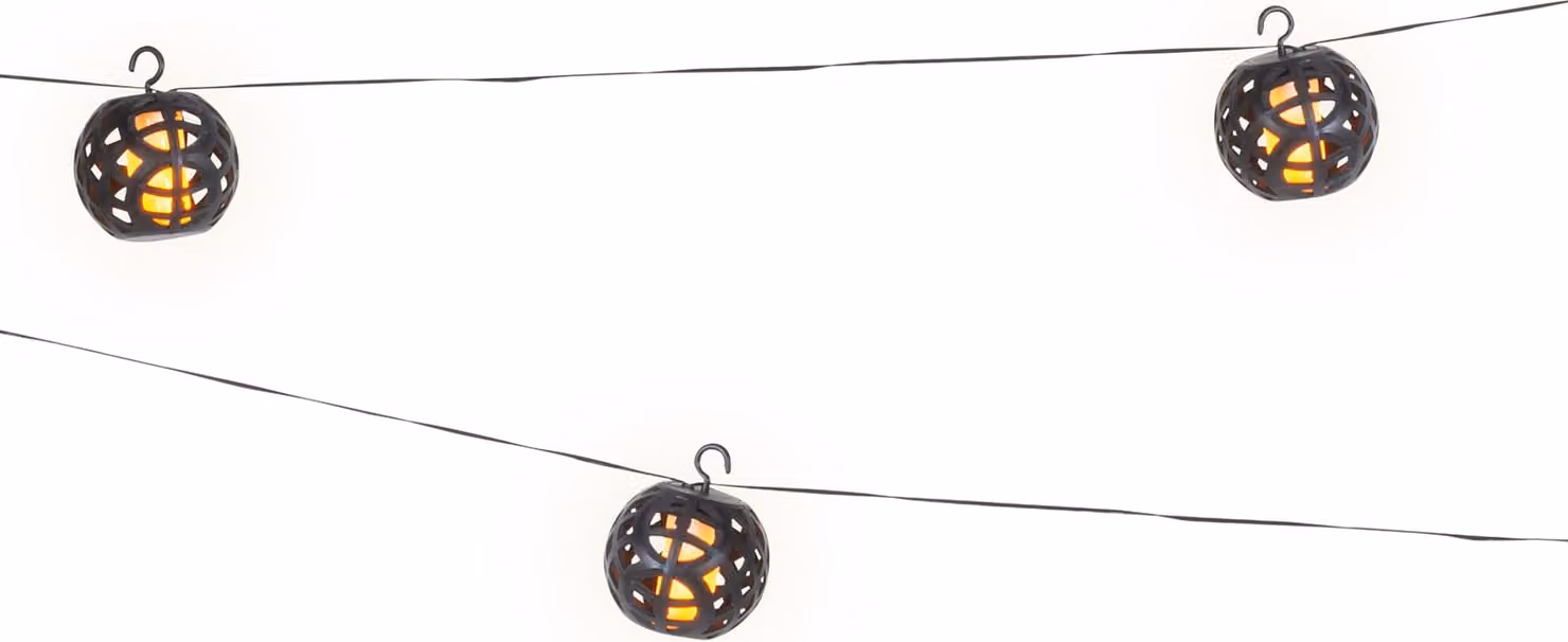 LED solare fata palle effetto fiamma 1,75m plastica bianco caldo