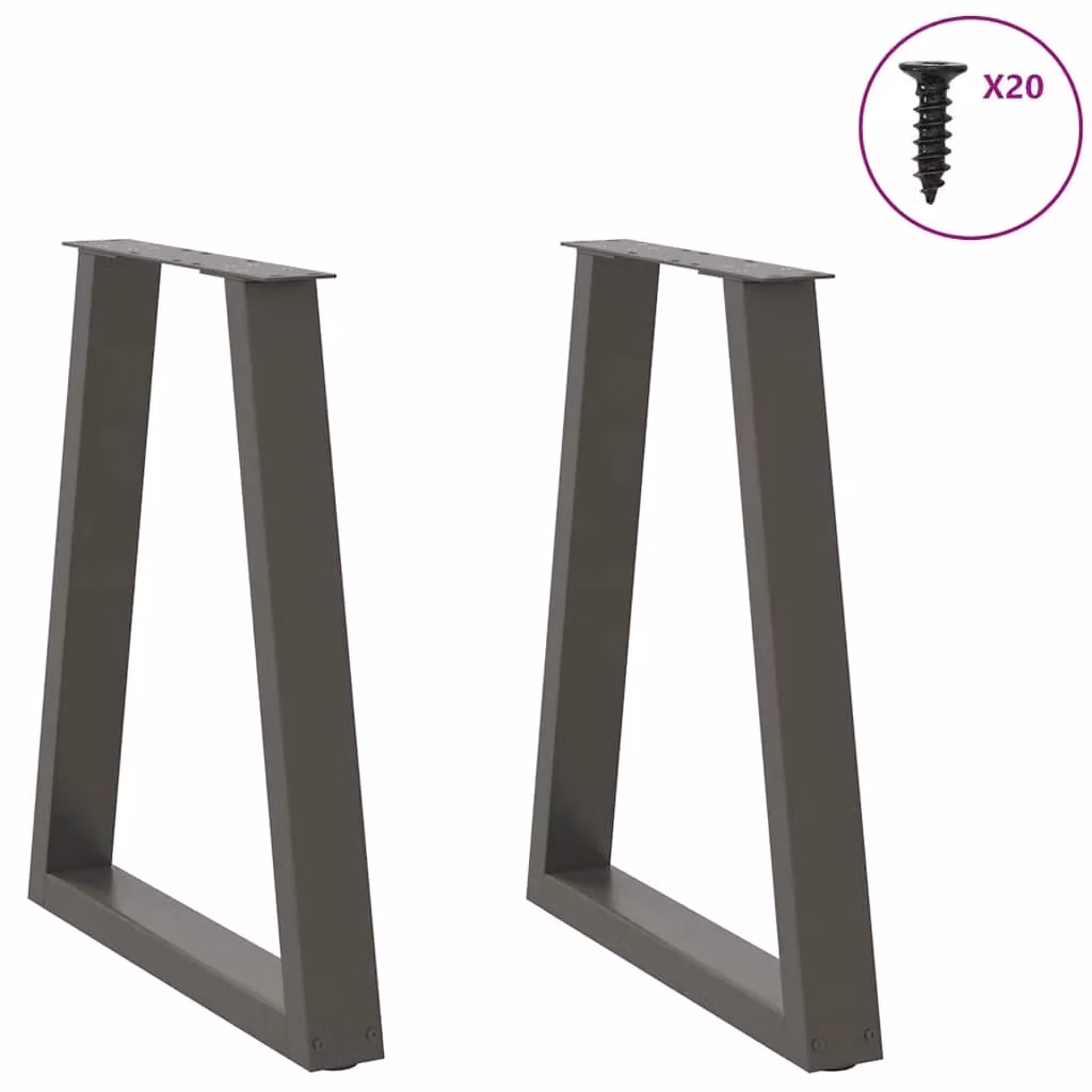 Set di 2 gambe regolabili per tavolo da pranzo a V in metallo antracite L: 60 cm, H: 72-73,3 cm – 2