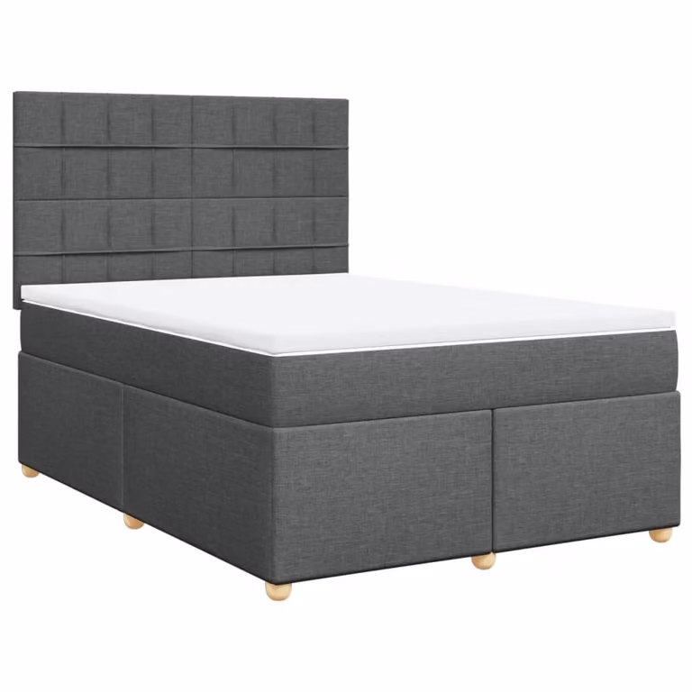 Giroletto a Molle con Materasso Grigio Scuro 160x200 cm Tessuto