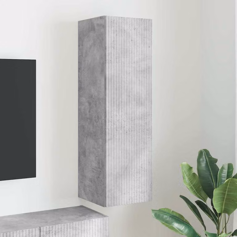 Mobile TV da parete vidaXL moderno in legno MDF Grigio, L/P/H: 30 x 31 x 100 cm