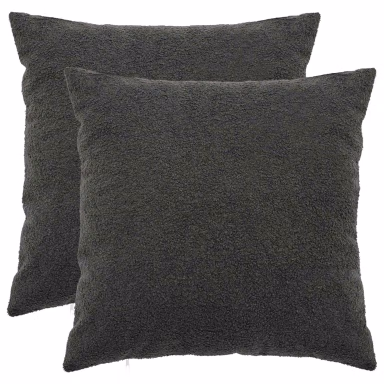 Set di 2 federe vidaXL HEERLEN in tessuto bouclé grigio scuro, L 60 x L 60 cm