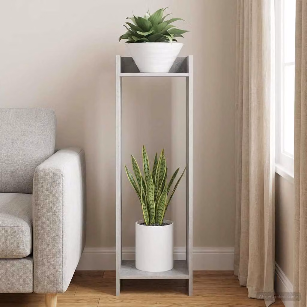 vidaXL Supporto per piante moderno in legno MDF Grigio opaco L/P/H: 30 x 30 x 100 cm