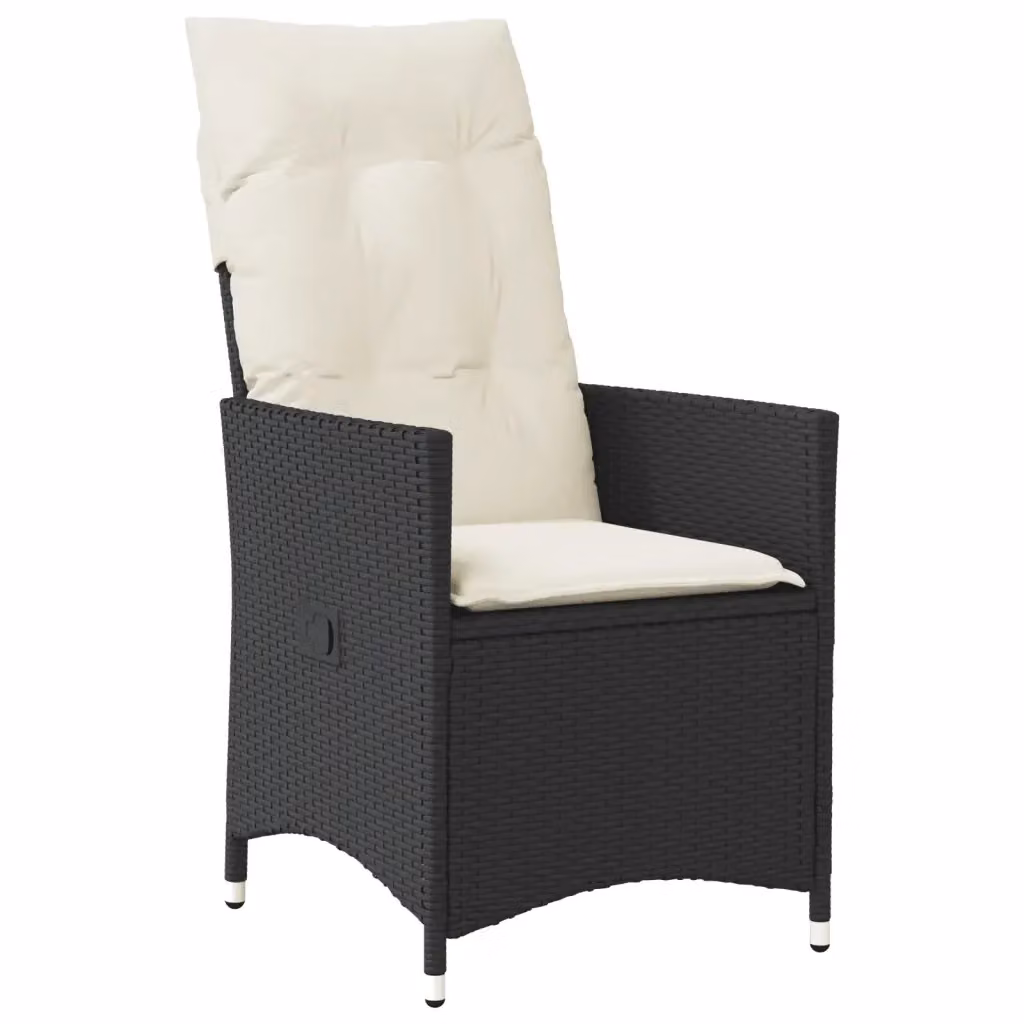 Set di 2 sedie reclinabili da giardino vidaXL in polyrattan nero con cuscini – 2