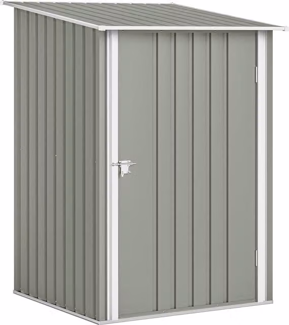 Casetta da giardino porta attrezzi Outsunny in acciaio galvanizzato con porta, Grigio Chiaro, L 100 cm x P 104 cm x H 160 cm