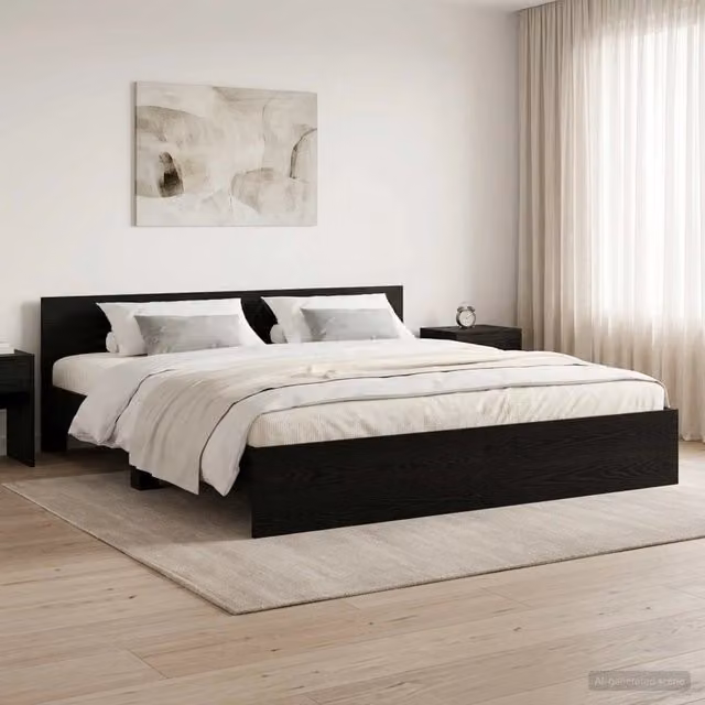Struttura letto con testata Rovere Nero 200 x 200 cm 3445770