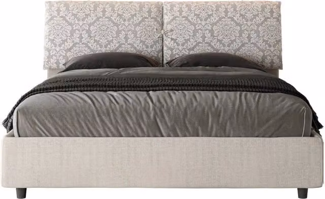 Letto Matrimoniale Moderno Giordanoshop con Struttura Imbottita e Rete Mados Giada Agata Colore Beige L/P/H: 160 x 210 x 110 cm