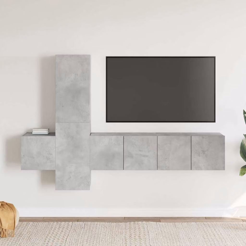 vidaXL Set di Mobili Porta TV Moderno 5 Pezzi Grigio in Legno e MDF per Soggiorno L: 60 cm, P: 30 cm, H: 30 cm