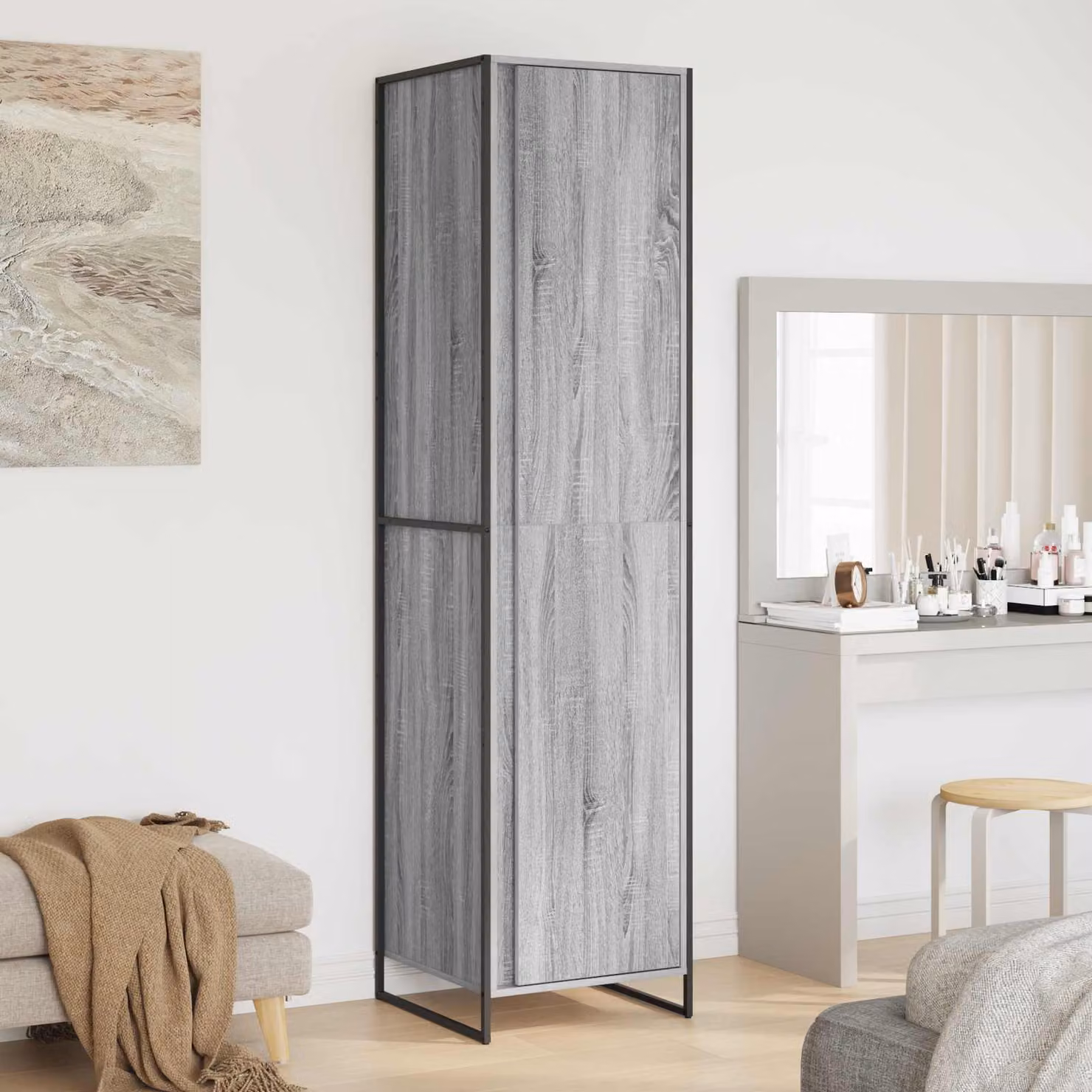 Armadio industriale vidaXL in legno e metallo, Grigio, L 50 cm x P 50 cm x H 200 cm