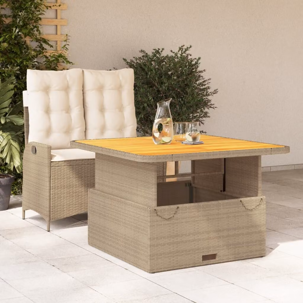 Maison Exclusive - Set da Pranzo da Giardino 2 pz con Cuscini Beige in Polyrattan