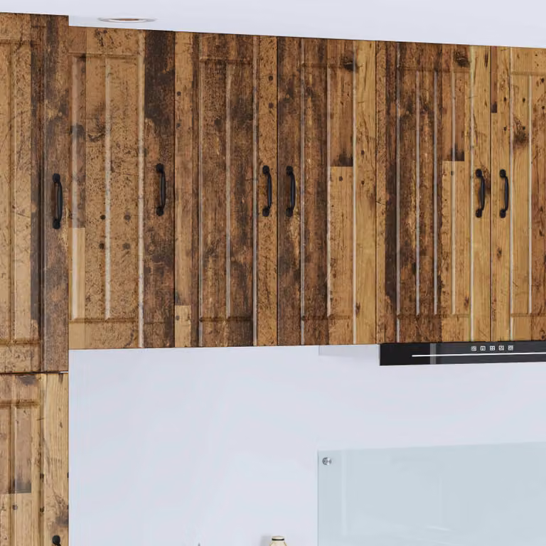 vidaXL Mobile in vetro da parete LUCCA Legno antico 60 x 31 x 80 cm