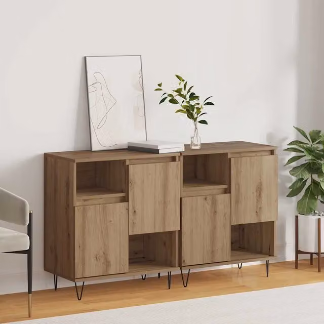 Set di 2 credenze moderne vidaXL in rovere marrone per soggiorno e sala da pranzo L/P/H: 60 x 35 x 70 cm